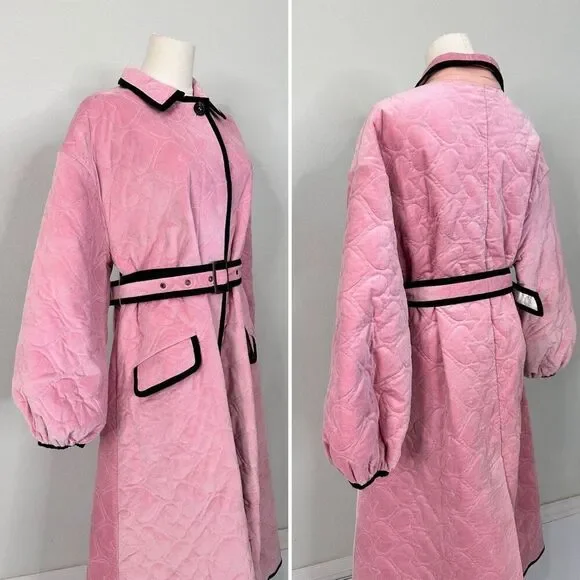 Hunter Bell Hightower Coat Pink Heart Quilted Velvet Factory Sample Sz 4 - Picture 8 of 16